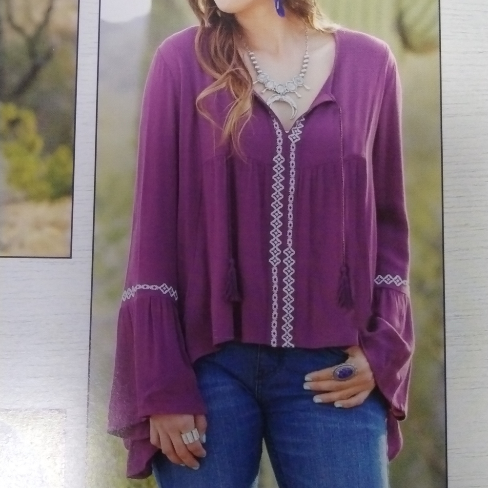 Cruel Girl Purple Embroidered Top